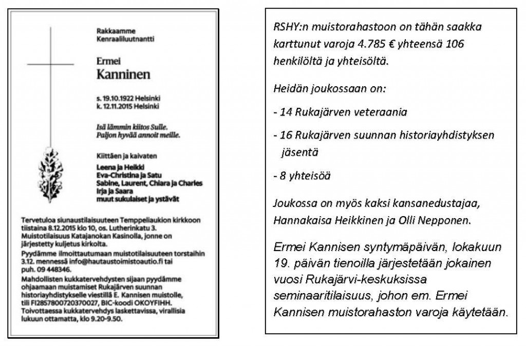 Perustajajäsenemme kenraaliluutnantti EK-iunaustilaisuus 8-12-15-5-2